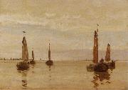 Willem Bastiaan Tholen Fishing boats in a calm oil painting reproduction